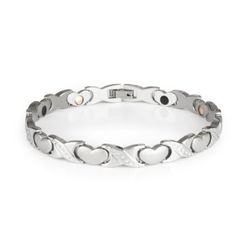 Love - Negative Ion Bracelet, Stainless Steel Hearts
